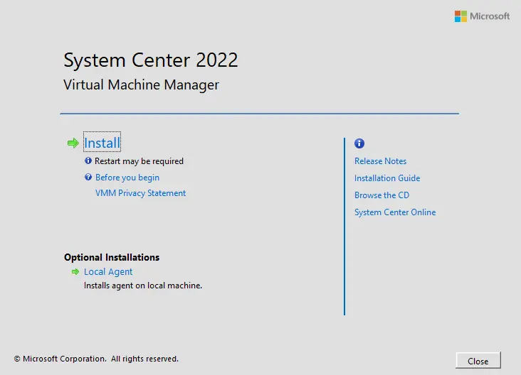 Install system center 2022