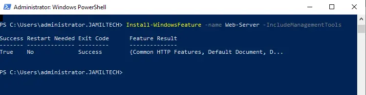 Install web serve PowerShell