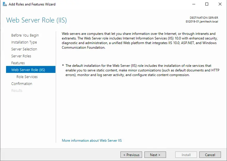 Install web server role (IIS)