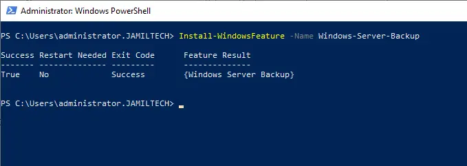 Install windows server backup PowerShell