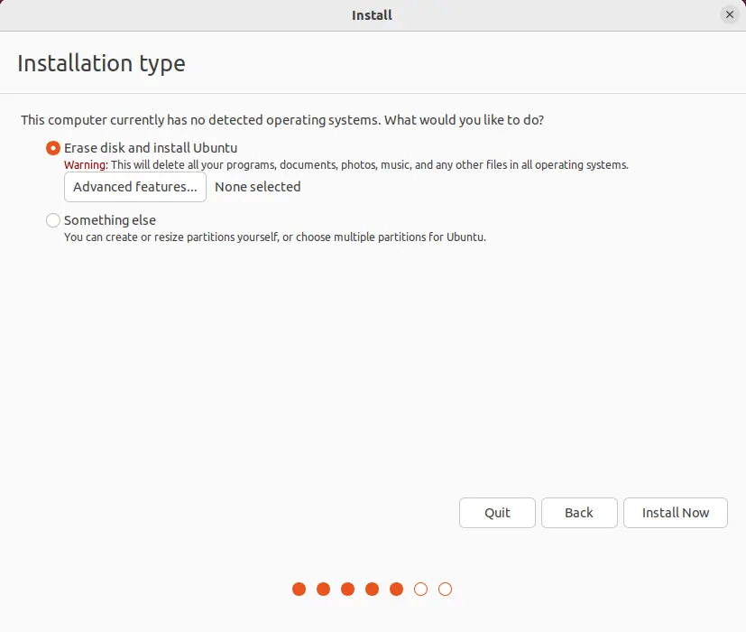 Installation type Ubuntu desktop