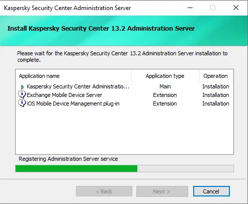 Installing Kaspersky Security Center