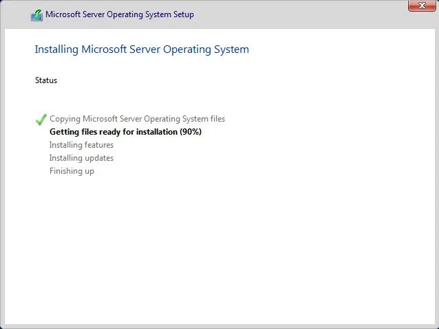 Installing Microsoft server operating system