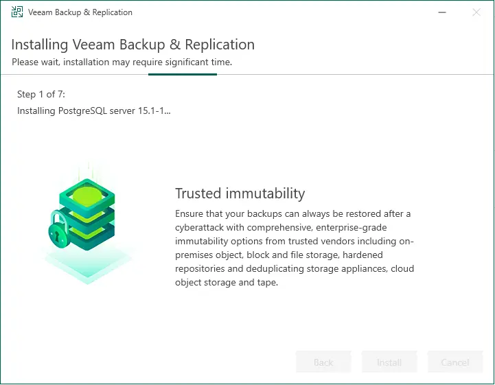 Installing PostgreSQL server Veeam