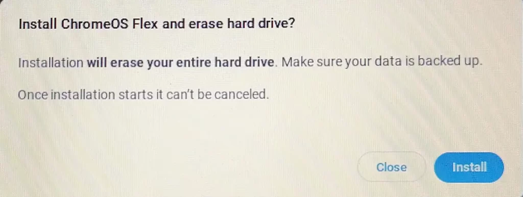 Installing chrome OS erase hard disk