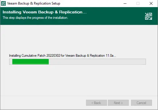 Installing cumulate patch Veeam