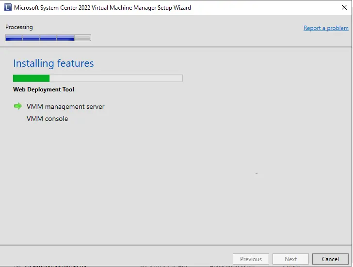 Installing feature system center