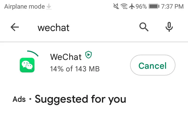 Installing wechat app