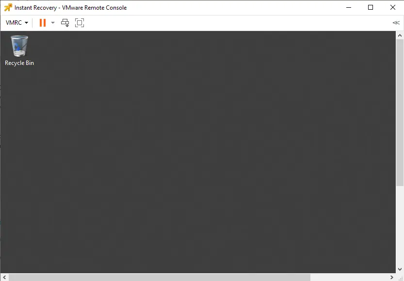 Instant recovery VMware remote console
