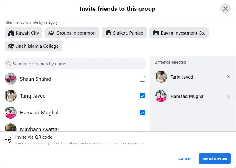 Invite friends to this group