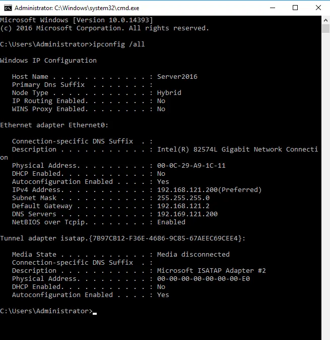 Ipconfig/all command