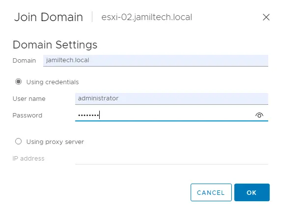 Join ESXi host to domain