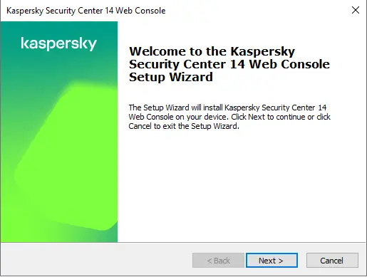 KSC 14 web console setup wizard