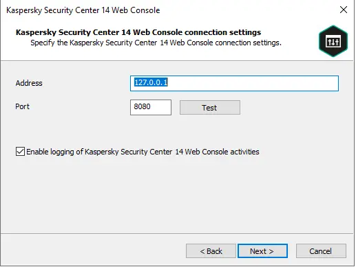 Kaspersky WC IP connection settings