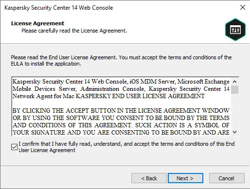 Kaspersky WC license agreement