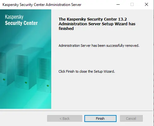 Kaspersky administration server successfully removed