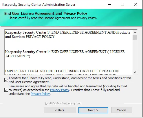 Kaspersky end user license agreement
