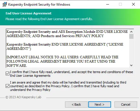 Kaspersky end user license agreement