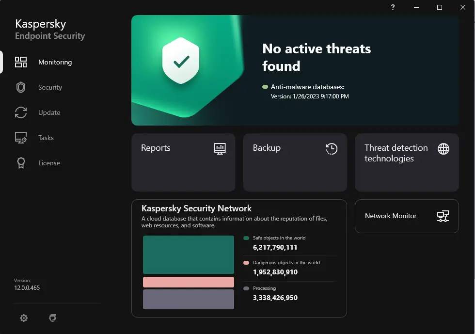 Kaspersky endpoint security monitoring