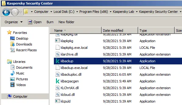 Kaspersky klbackup directory