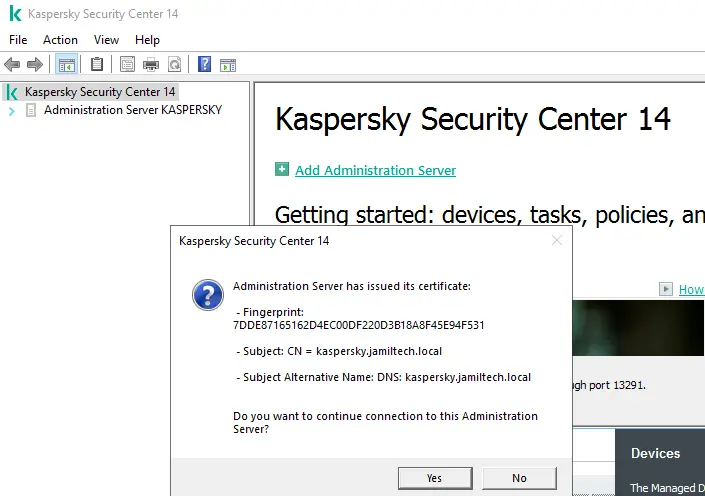 Kaspersky security center 14 console