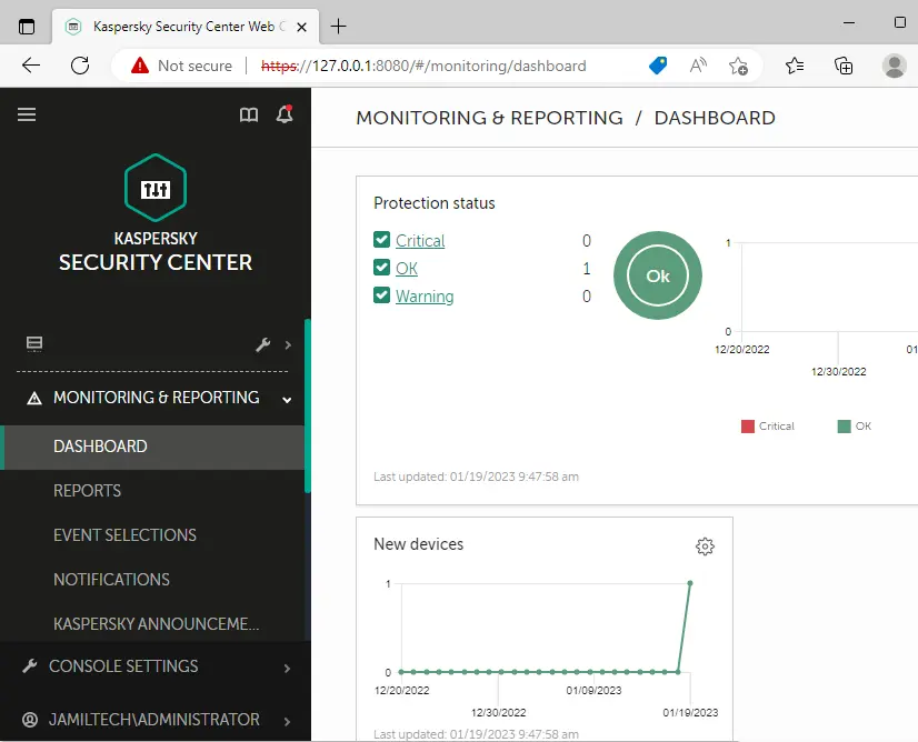 Kaspersky security center 14 web console