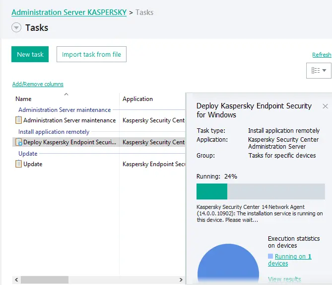 Kaspersky security center tasks