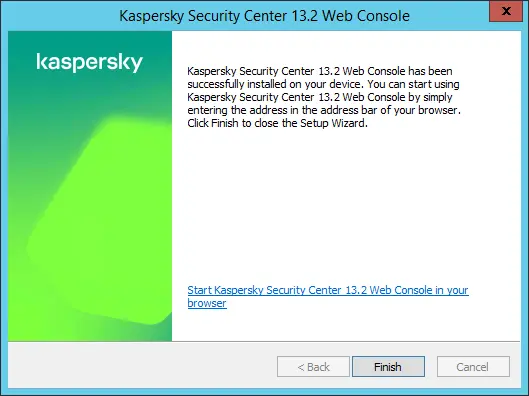 Kaspersky security center web console installed