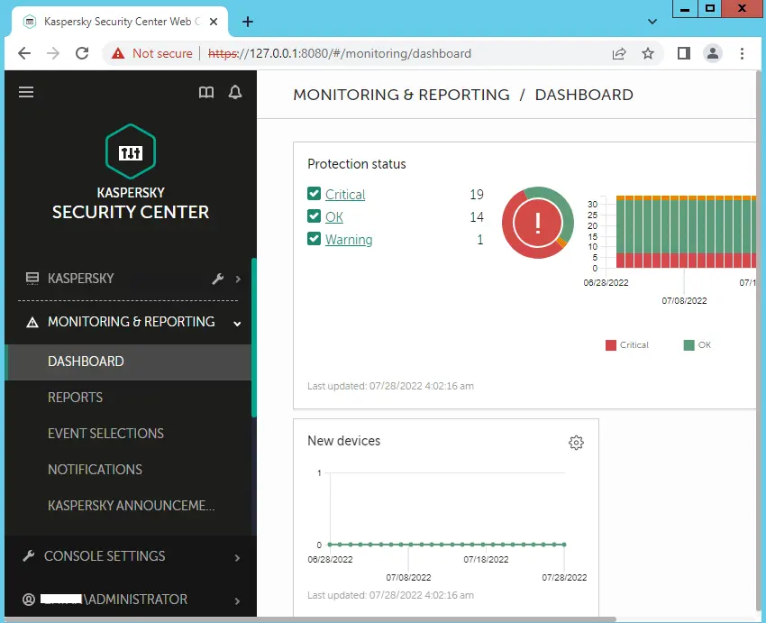 Kaspersky security center web console