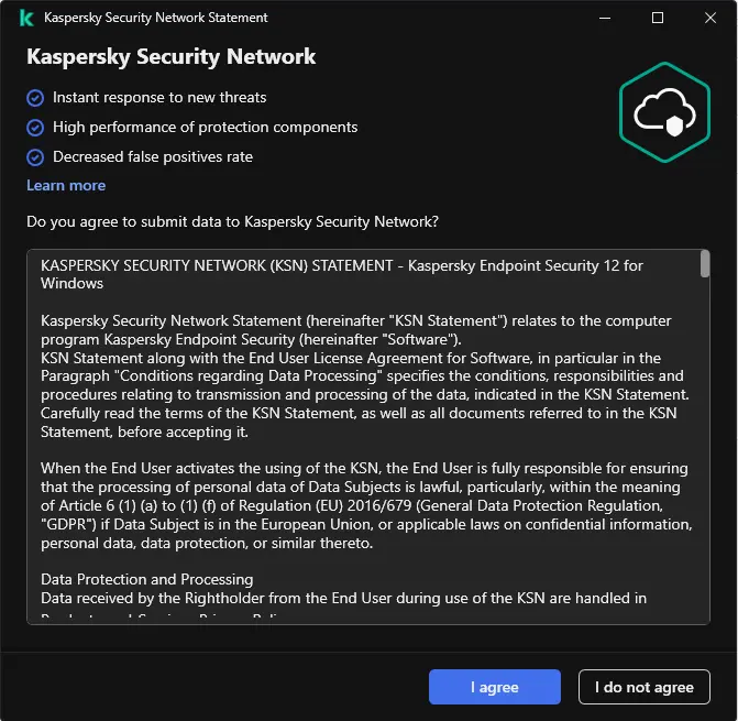 Kaspersky security network statement
