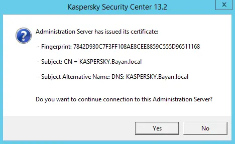 Kaspersky server fingerprint