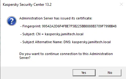 Kaspersky server fingerprint