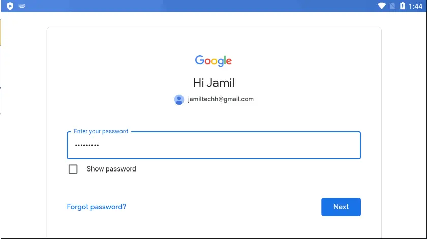 LDPlayer enter google password