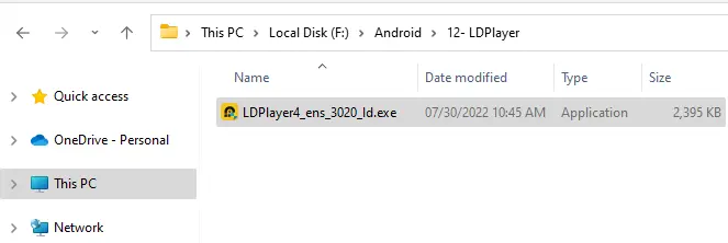 LDPlayer installer file