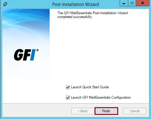 Launch GFI MailEssentials configuration