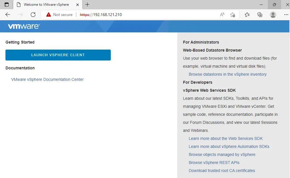 Launch vSphere client