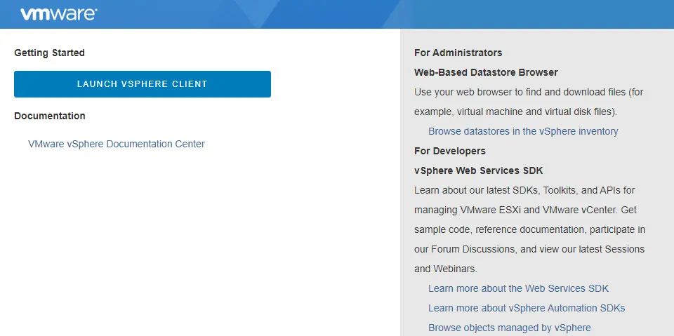 Launch vSphere client