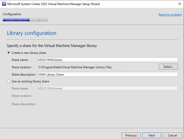 Library configuration VMM