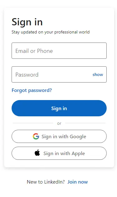 LinkedIn sign in