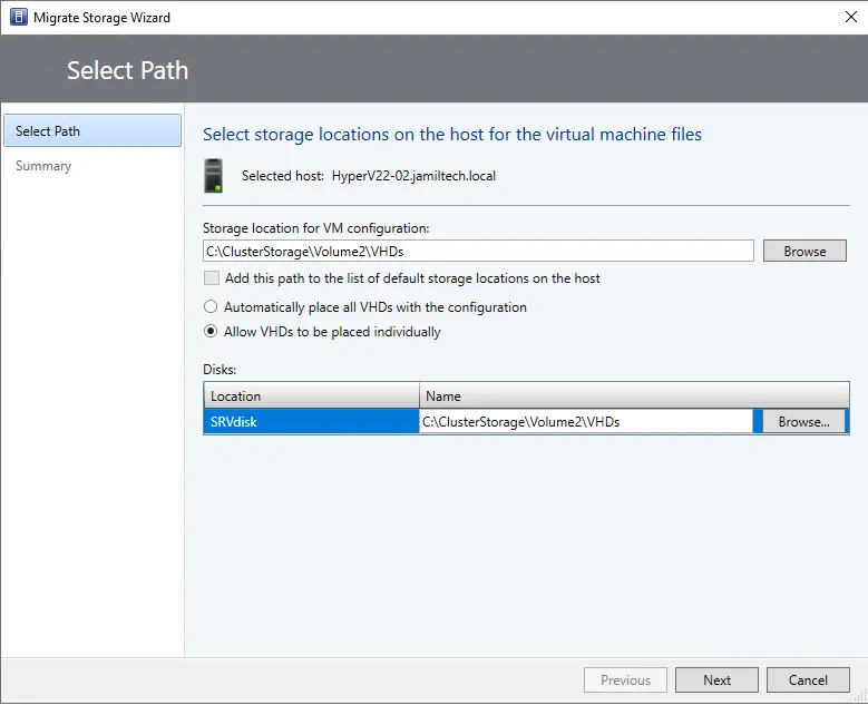 Live migration Hyper-V storage