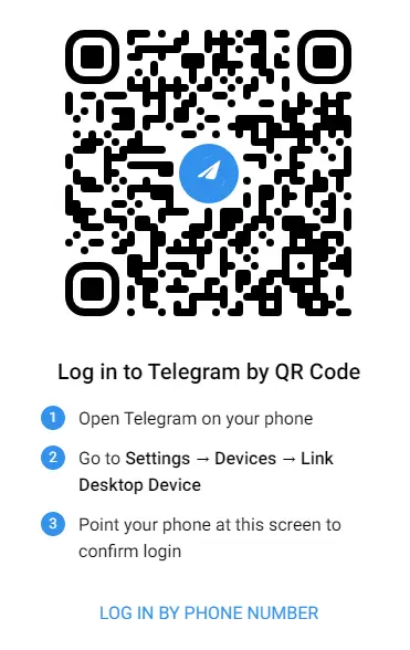 Log in to telegram by QR code
