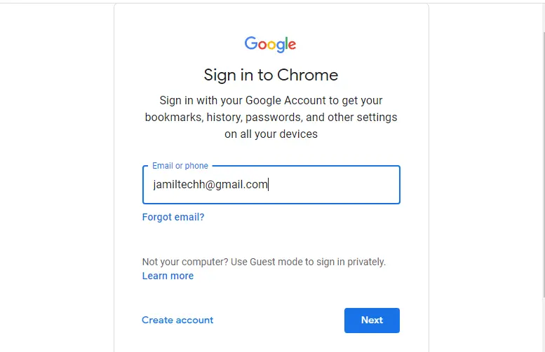 Login Gmail account