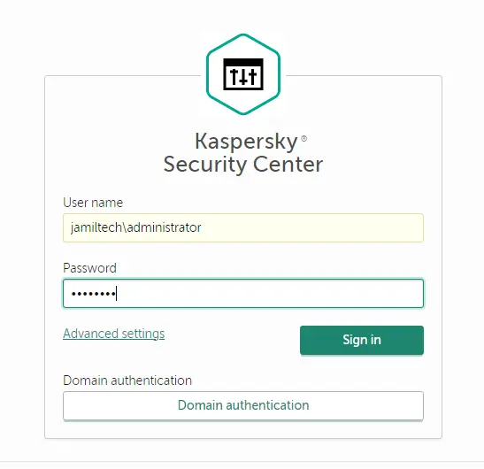 Login Kaspersky security center