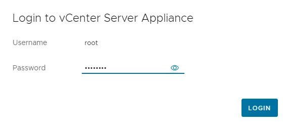 Login to vCenter server appliance