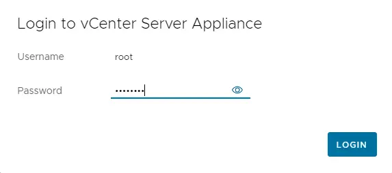 Login to vCenter server appliance