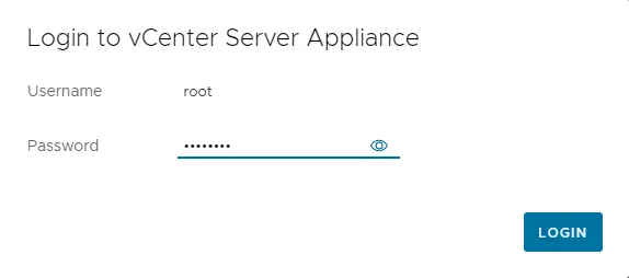 Login to vCenter server appliance