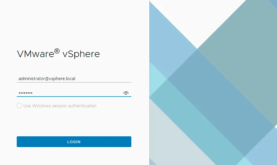 Login vSphere client