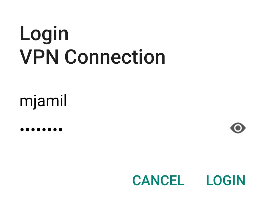 Login vpn connection