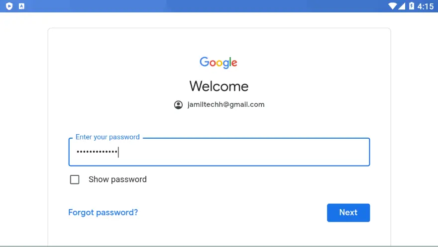 MEmu Google play store password