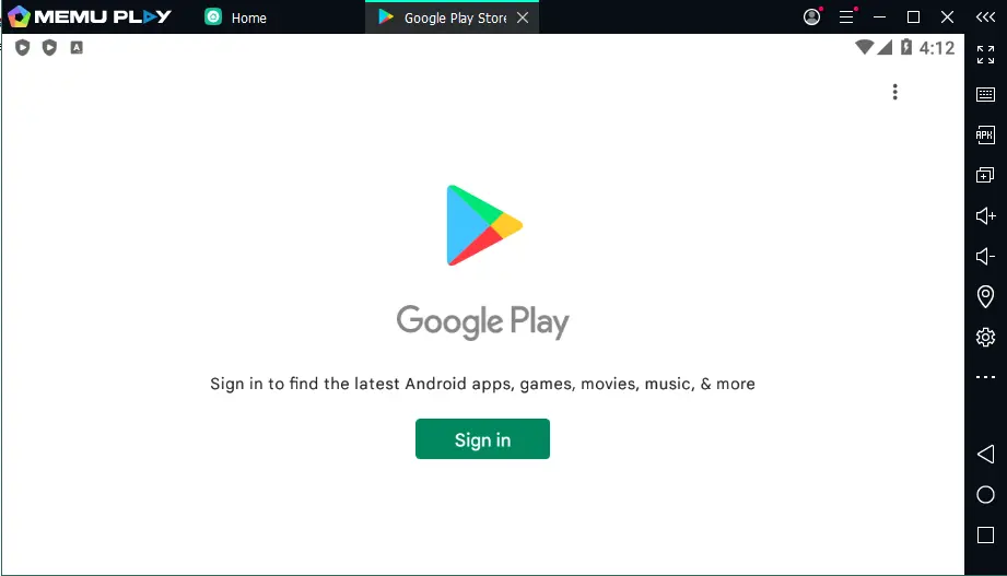 MEmu sign in Google Play store